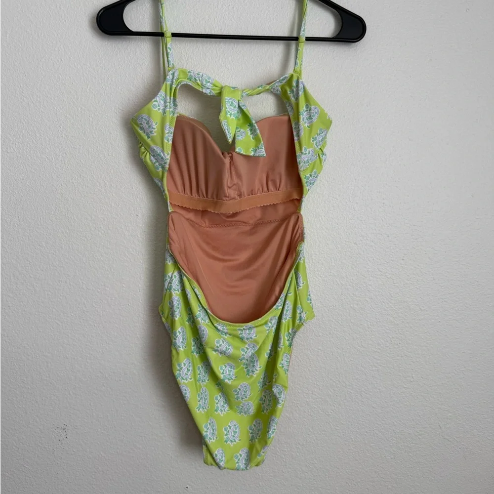 J. Crew One-Piece Swimsuit in Lime Green and Light Blue - Picture 4 of 7